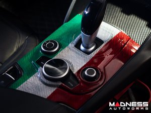 Alfa Romeo Giulia One Piece Complete Console Trim Kit - Carbon Fiber - Pre '20 - Italian Theme - Feroce Carbon